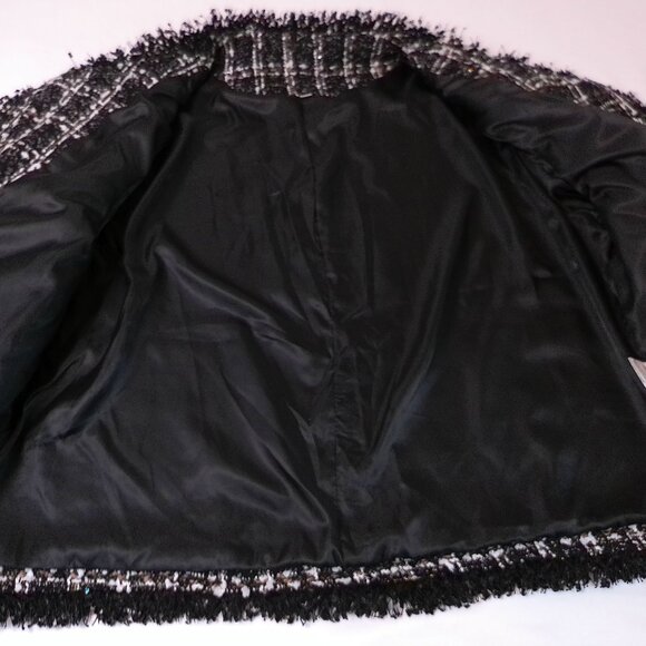 Woman's Jacket Plaid Tweed XXL black classic elegant - Picture 10 of 11